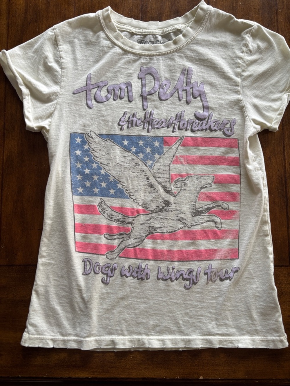 Recycled Karma Tom Petty & The Heartbreakers Cream Graphic Tee with Purple Print